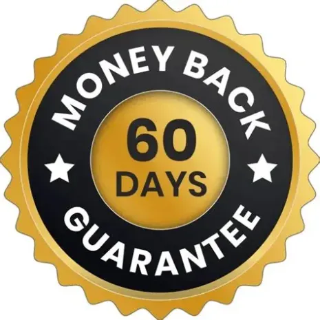 Risk-free sixty-day money-back guarantee ensuring complete consumer protection and satisfaction.